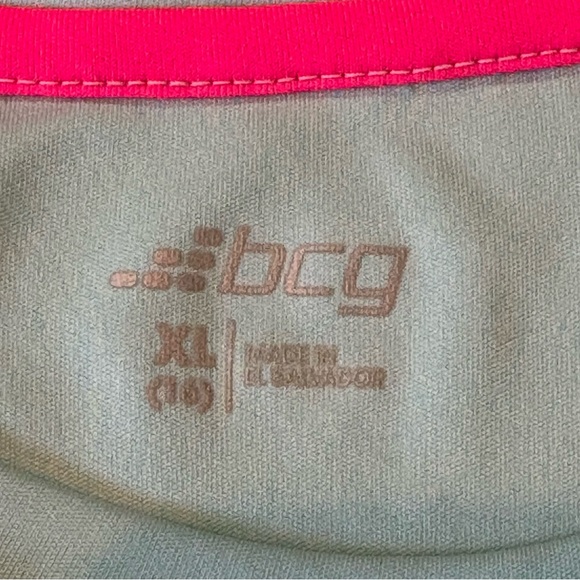 Girls BCG Lightweight Athletic Short Sleeve Aqua Pink Graphic Flamingo Tee - XL - Picture 7 of 9